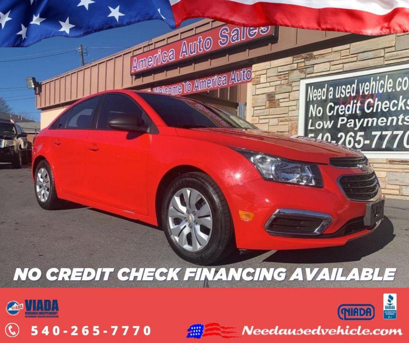 2015 RED CHEVROLET CRUZE LS (1G1PA5SH4F7) with an 1.8L engine, Automatic transmission, located at 2514 Williamson Rd NE, Roanoke, VA, 24012, (540) 265-7770, 37.294636, -79.936249 - Photo #0